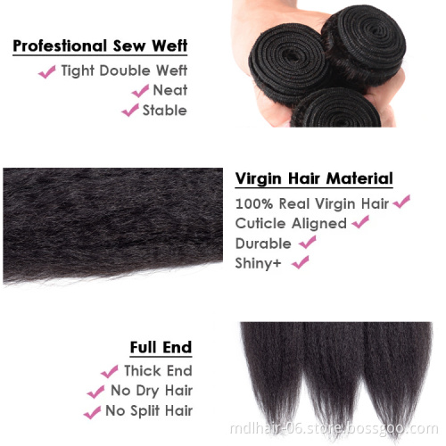 100% Cuticle Aligned Virgin Brazilian Yaki Hair One Bundle 10A Quality Mink Brazilian Human Hair Extensions Kinky Straight